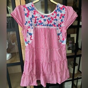 Tuckernuck Pink and Blue Embroidered Mini Dress